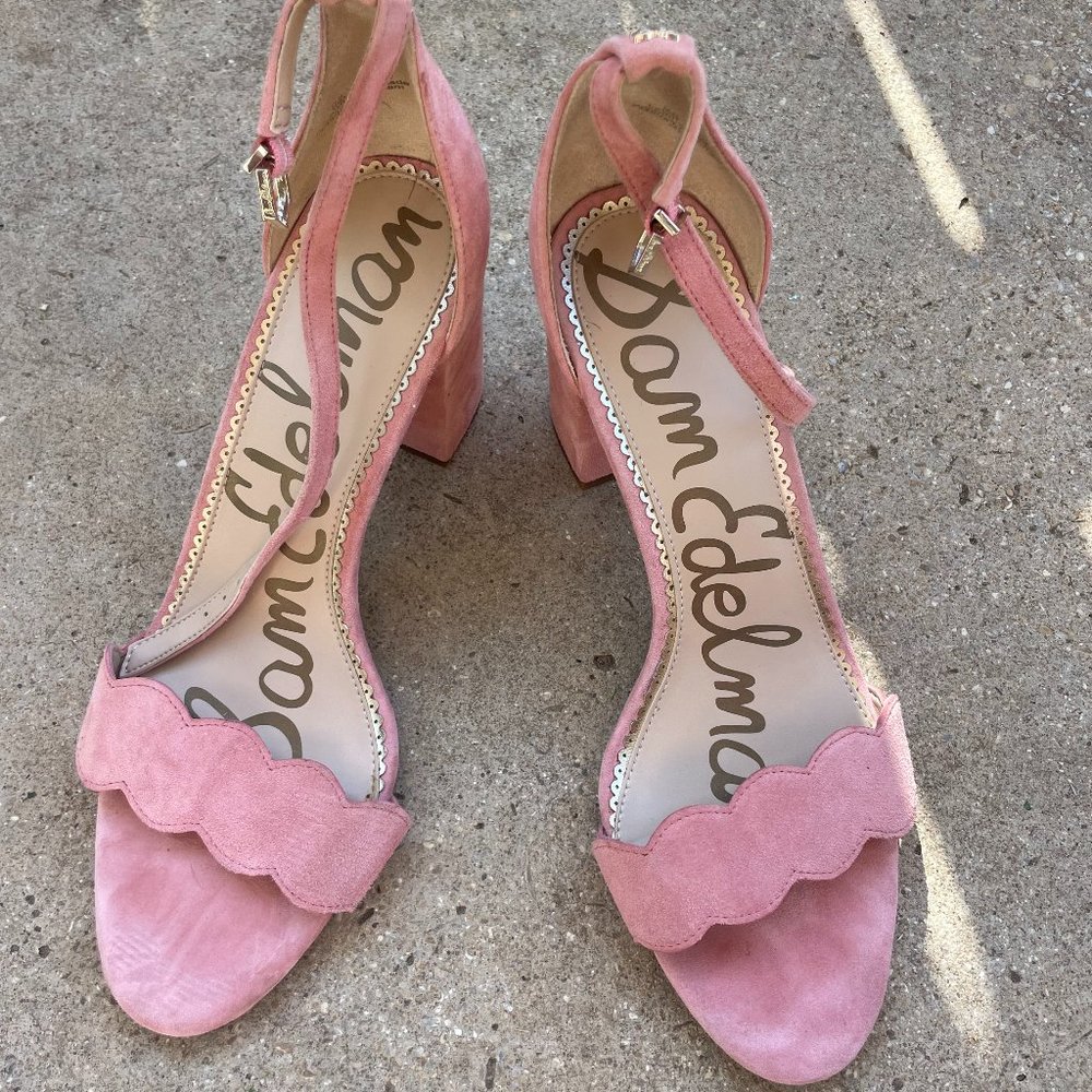Sam Edelman pink scallop sandal heels